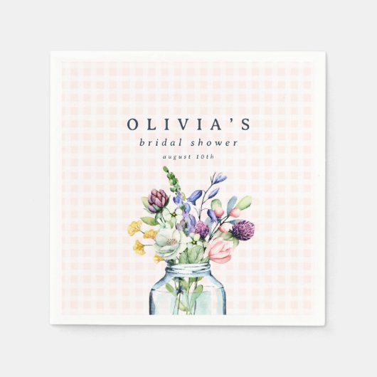 Rustikale Wildblume Mason Jar Picnic Brautparty Serviette (Vorderseite)