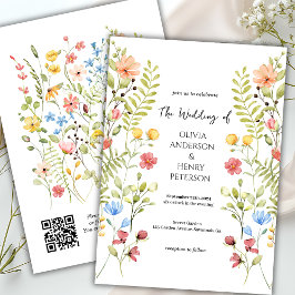 Rustikale Wildblume Meadow Garden QR-Hochzeit Einladung