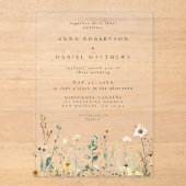 Rustikale Wildblume Meadow Wedding Acryleinladungen (Vorderseite)