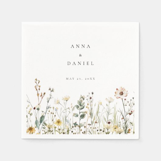 Rustikale Wildblume Meadow Wedding Serviette (Vorderseite)