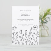Rustikale Wildblume Minimalistische Hochzeitseinla Einladung (Stehend Vorderseite)