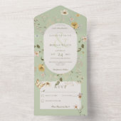 Rustikale Wildblume Oval Frame Sage Green No Dinne All In One Einladung (Innen Boden)