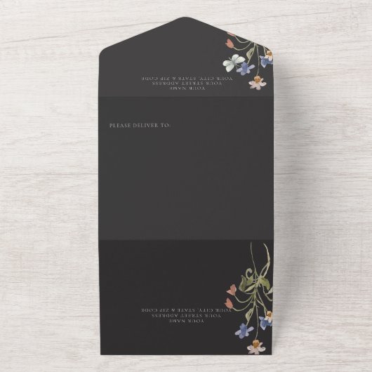 Rustikale Wildblume Oval Rahmen Black Dinner All In One Einladung (Außenbereich)
