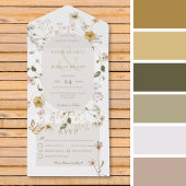 Rustikale Wildblume Oval Rahmen Weißes Abendessen All In One Einladung