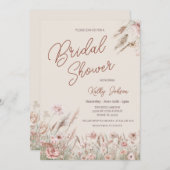 Rustikale Wildblume Pampas Grass Brautparty Einladung (Vorne/Hinten)