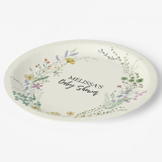 Rustikale Wildblume Pappteller (Schrägansicht)