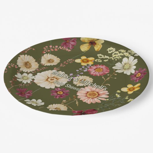 Rustikale Wildblume Pappteller (Schrägansicht)