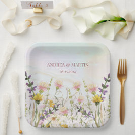 Rustikale Wildblume Pastel Garden Hochzeit Pappteller