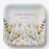 Rustikale Wildblume Pastel Garden Hochzeit Pappteller (Vorderseite)