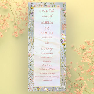 Rustikale Wildblume Pastel Garden Hochzeit Programm