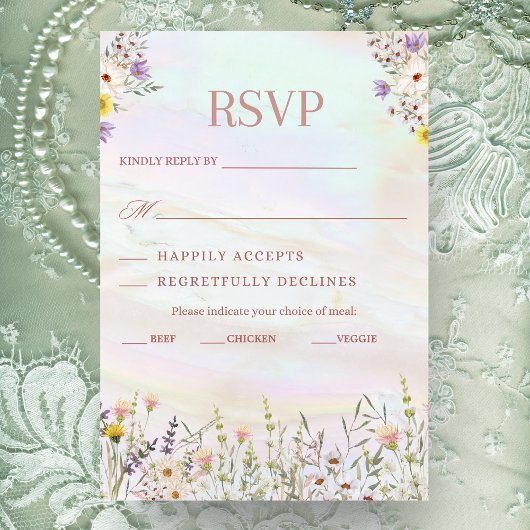 Rustikale Wildblume Pastel Garden Wedding RSVP Car