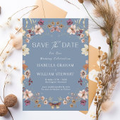 Rustikale Wildblume Periwinkle Boho Save the Date Einladung