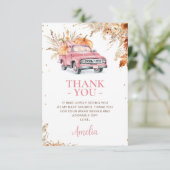 Rustikale Wildblume Pink Pumpkin Truck Kinderdusch Dankeskarte (Stehend Vorderseite)