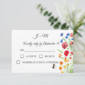 Rustikale Wildblume Poppies Cornflowers Wedding RS RSVP Karte (Stehend Vorderseite)