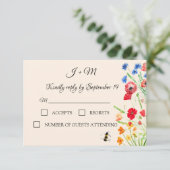 Rustikale Wildblume Poppies Cornflowers Wedding RS RSVP Karte (Stehend Vorderseite)