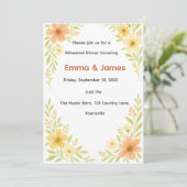 Rustikale Wildblume Probe Abendessen Einladung (Stehend Vorderseite)