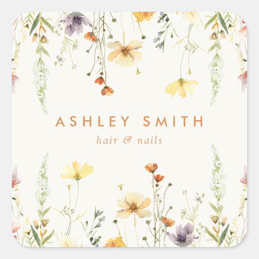 Rustikale Wildblume Quadratischer Aufkleber (Vorderseite)
