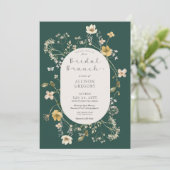 Rustikale Wildblume Rahmen Green Bridal Brunch Einladung (Stehend Vorderseite)