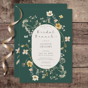 Rustikale Wildblume Rahmen Green Bridal Brunch Einladung