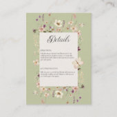 Rustikale Wildblume Rahmen Größe Grüne Details Begleitkarte (Vorderseite)