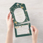 Rustikale Wildblume Rahmen Smaragdgrün kein Abende All In One Einladung (Abreißen)