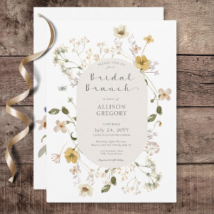 Rustikale Wildblume Rahmen Weißbridal Brunch Einladung