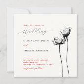 Rustikale Wildblume Red Orange Poppy Elegante Hoch Einladung (Vorderseite)