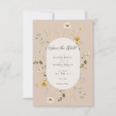 Rustikale Wildblume Rosa Rosa Save The Date (Vorderseite)