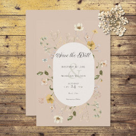 Rustikale Wildblume Rosa Rosa Save The Date