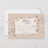 Rustikale Wildblume Rosa RSVP Karte (Vorderseite)
