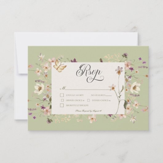 Rustikale Wildblume RSVP Karte (Vorderseite)