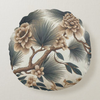 Rustikale Wildblume Rundkissen - Naturgarten Rundes Kissen