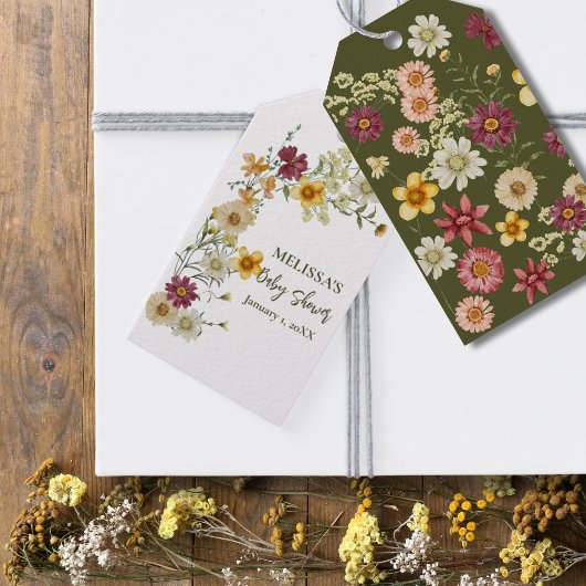 Rustikale Wildblume Salbei-Babydusche Geschenkanhänger