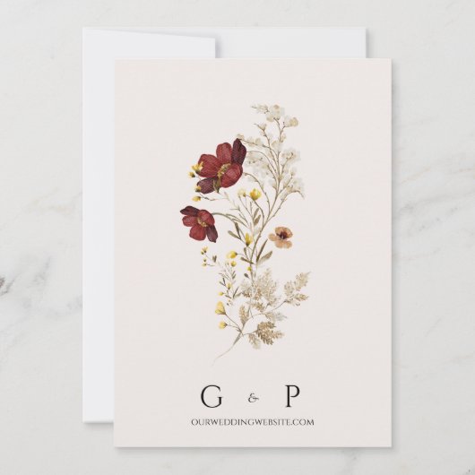 Rustikale Wildblume Save the Date Einladung (Rückseite)