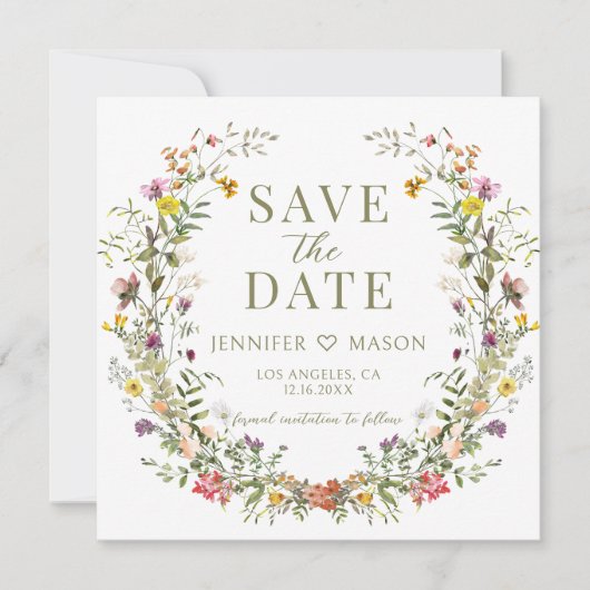 Rustikale Wildblume Save the Date Foto (Vorderseite)