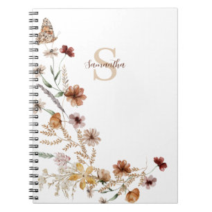 Rustikale Wildblume Schmetterling Personalisiert Notizblock