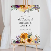 Rustikale Wildblume Sonnenblumenhochzeit Begrüßung Poster