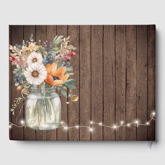 Rustikale Wildblume-Stallholz-Hochzeit Gästebuch (Rückseite)