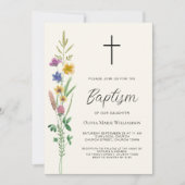 Rustikale Wildblume Taufe Einladung (Vorderseite)