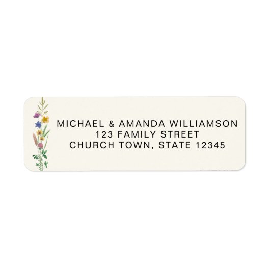 Rustikale Wildblume Taufe Rücksendeadresse (Vorne)