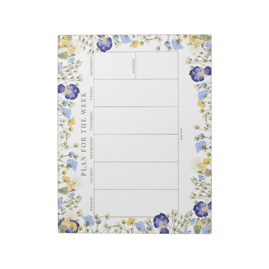 Rustikale Wildblume Tearawy Weekly Planner Notizblock (Rotiert)