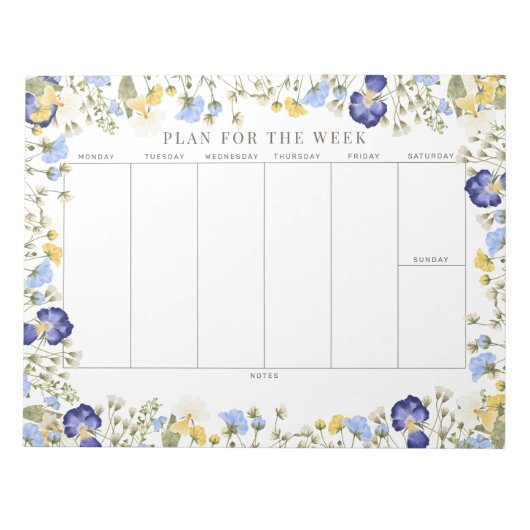 Rustikale Wildblume Tearawy Weekly Planner Notizblock (Vorderseite)