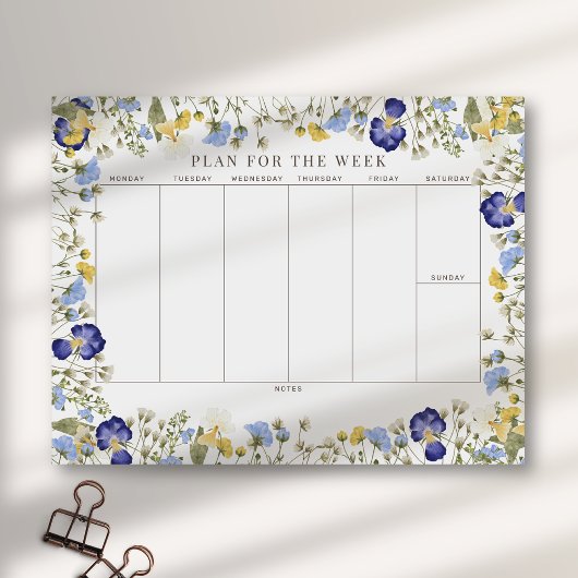 Rustikale Wildblume Tearawy Weekly Planner Notizblock