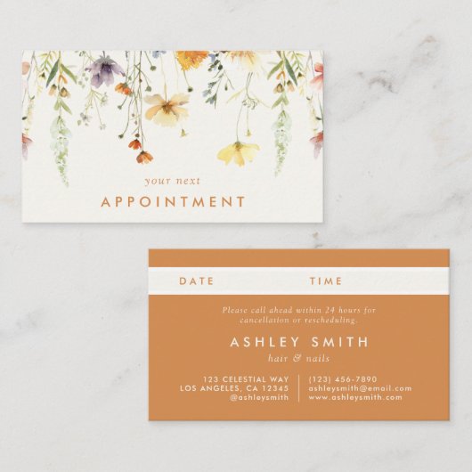 Rustikale Wildblume Terminkarte (Vorne/Hinten)