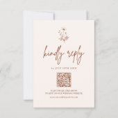 Rustikale Wildblume Terracotta Boho QR Code Weddin RSVP Karte (Vorderseite)