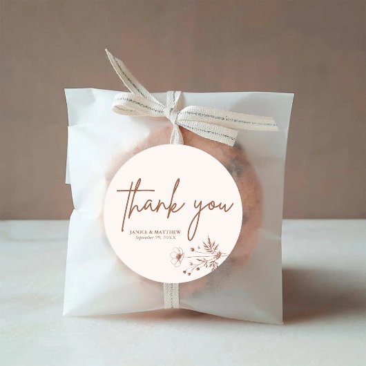 Rustikale Wildblume Terracotta Boho Wedding Runder Aufkleber