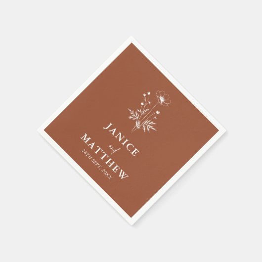 Rustikale Wildblume Terracotta Boho Wedding Serviette (Ecke)