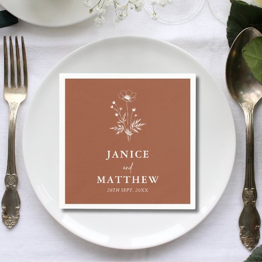 Rustikale Wildblume Terracotta Boho Wedding Serviette