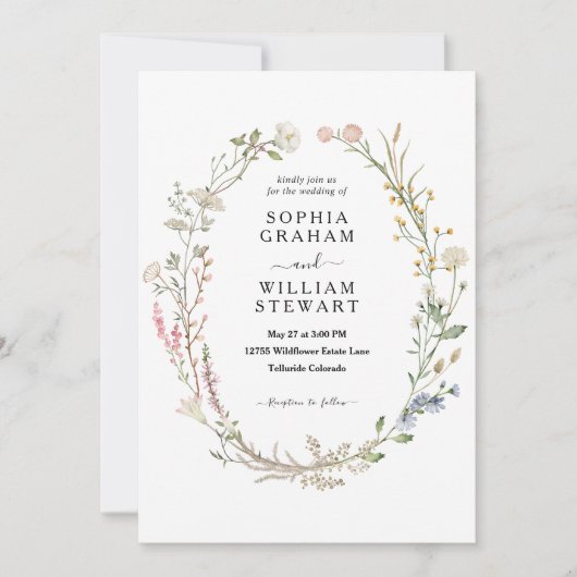 Rustikale Wildblume Thema Frühjahrsstimmung Einladung (Vorderseite)