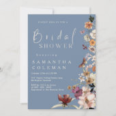 Rustikale Wildblume Thema Periwinkle Brautparty Einladung (Vorderseite)